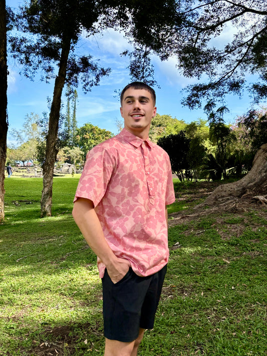 Menʻs Aloha Shirt Puakenikeni Blush