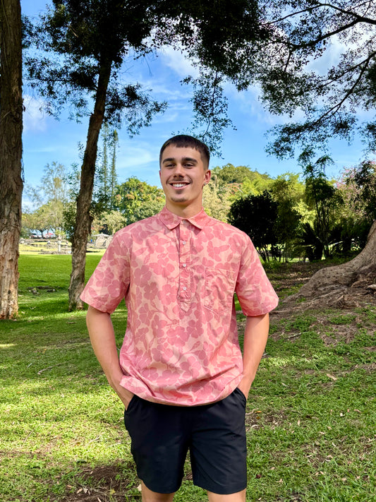 Menʻs Aloha Shirt Puakenikeni Blush