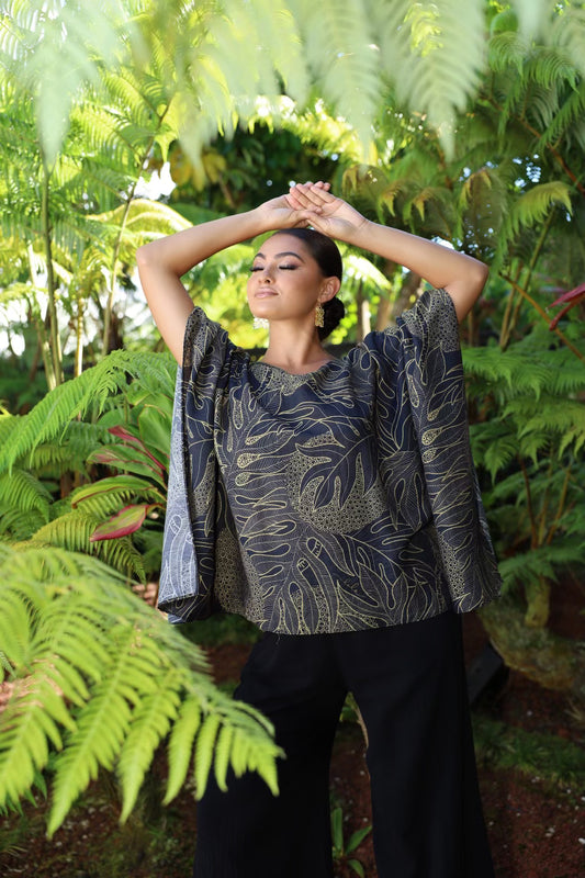 Huinahā Blouse Black/Gold Ulu