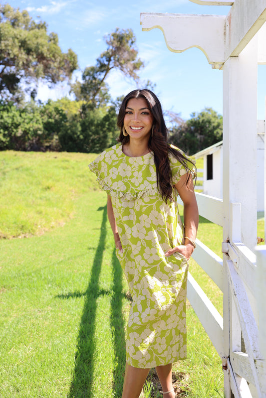 Leilani Dress Lime Green Puakenikeni