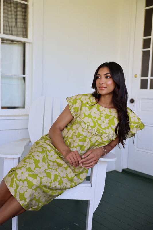 Leilani Dress Lime Green Puakenikeni